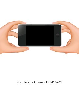 Teléfono De Mano Con Malla De Gradiente, Aislado En Fondo Blanco, Ilustración Vector