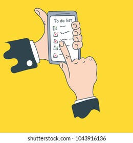 Hands holding a phone with a management application. Graphic set.
Modern, drawn vector illustrations for use on websites, banners and leaflets.