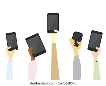Manos sosteniendo el fondo de la tecnología telefónica
