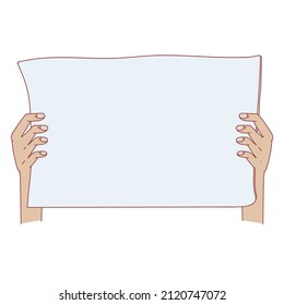 Cartel de mano con espacio vacío para el texto, tablero de balanceo de mano de hombre con diseño de ilustración de vector de mango 