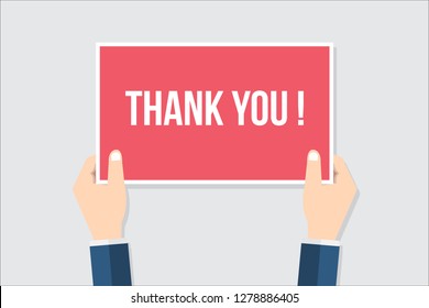 Hands Holding Placard Thank You Sign Stock Vector (royalty Free) 1278886402