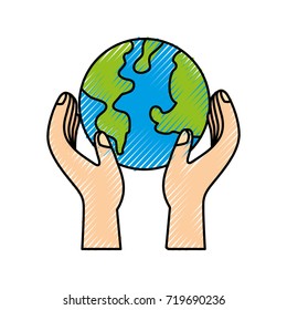hands holding planet earth ecological environmental concept