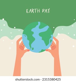 Hands holding planet earth, Saving the world banner, Green day concept.