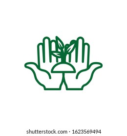 Hands holding plant design, Ecology eco save green natural environment protection and care theme Vector illustration