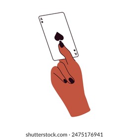 Hands holding playing cards . Gambling, betting, casino and poker concept.