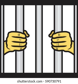 hands holding prison bars flat icon