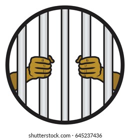 hands holding prison bars flat icon