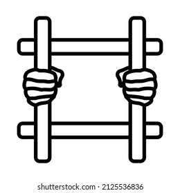 Hands Holding Prison Bars Icon. Bold outline design with editable stroke width. Vector Illustration.