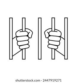 Hands holding prison bars. Prisoner concept. Vector illustration