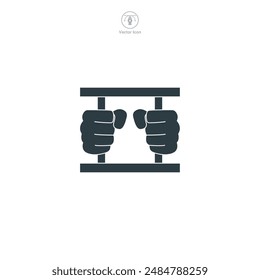 Hands holding prison Icon symbol vector illustration isolated on white background