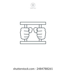 Hands holding prison Icon symbol vector illustration isolated on white background