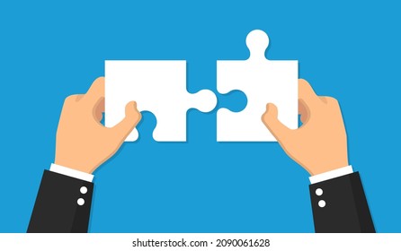 Hands Holding Puzzle Pieces Vector Illustration Stock Vector (royalty 