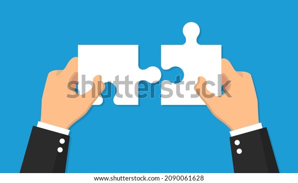 Hands Holding Puzzle Pieces Vector Illustration Stock Vector (Royalty ...