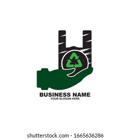 hands holding recycle logo vector illustration
