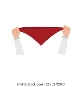 hands holding a red bandana, Las Fiestas de San Fermín. flat design.