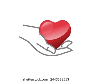 Hands holding red heart design illustration