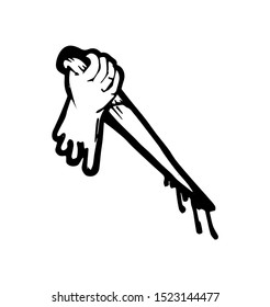 hands holding a sharp knife with blood