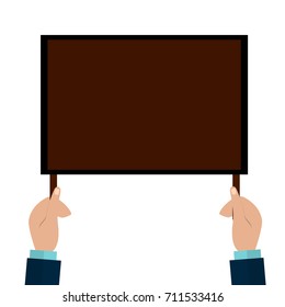 Hands Holding a Sign with empty space for your text. Flat Vector Illustration