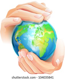 Hands is holding small earth