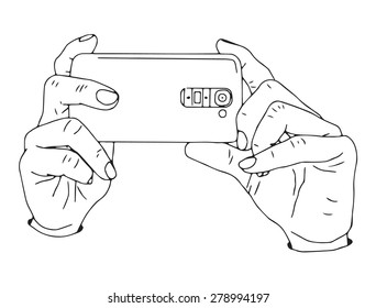 7,175 Hand holding mobile phone sketch Images, Stock Photos & Vectors ...