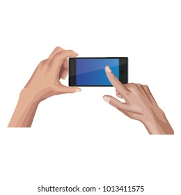 Hands holding smartphone