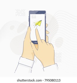 Hands holding smartphone and
