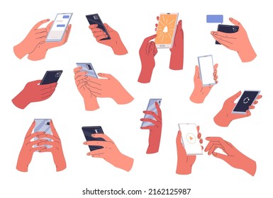 Manos con smartphone. Personas que usan smartphones