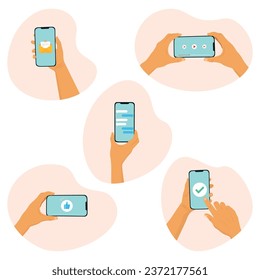 Hands Holding Smartphones Icon Vector Design.