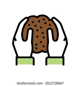 hands holding soil in hands color icon vector. hands holding soil in hands sign. isolated symbol illustration