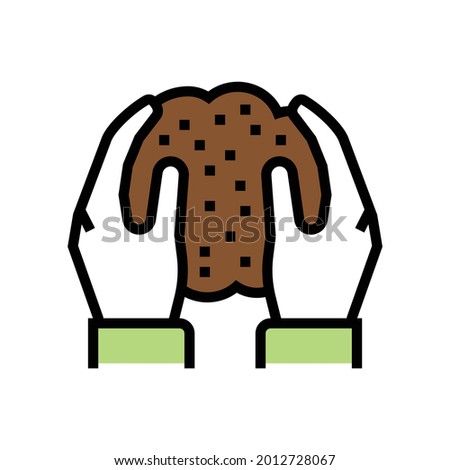 hands holding soil in hands color icon vector. hands holding soil in hands sign. isolated symbol illustration