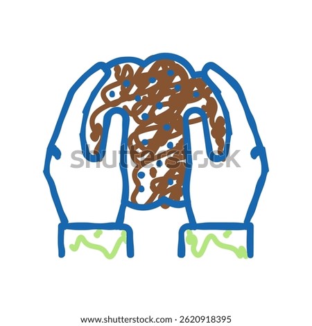 hands holding soil in hands doodle icon sketch vector. hands holding soil in hands sign. isolated symbol illustration