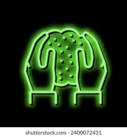 hands holding soil in hands neon light sign vector. hands holding soil in hands illustration