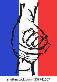 hands holding solidarity France background