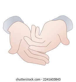 Hands holding some object isolated on a white background. Vector illustration