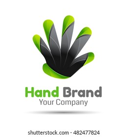 Hands holding something vector concept. Creative colorful abstract logo design illustration. Template for your business company.