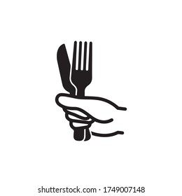 Hands Holding Spoons And Forks Icon In Trendy Design Vector Eps 10
