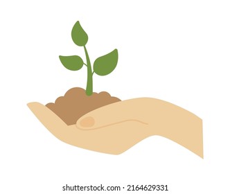 Hands holding sprout Environment Icon. Vector illustration