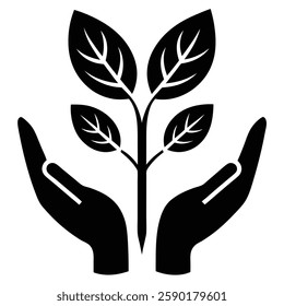 Hands Holding a Sprout Symbolizing Growth Nurturing and Sustainability Vector Illustration