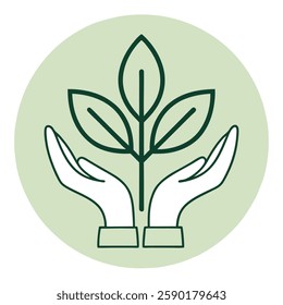 Hands Holding a Sprout Symbolizing Growth Nurturing and Sustainability Vector Illustration