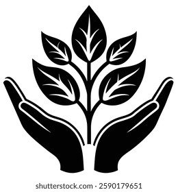 Hands Holding a Sprout Symbolizing Growth Nurturing and Sustainability Vector Illustration