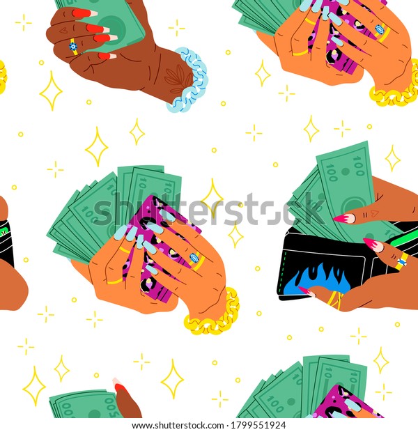 Hands Holding Stacks Green Money Cool Stock Vector Royalty Free