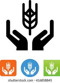 Hands holding a stalk of grain icon