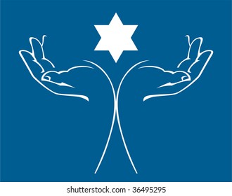 Hands holding a star of david