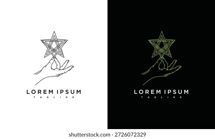 Hände mit Sternemblemen in minimalistischen Designs auf kontrastierenden Hintergründen