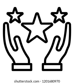 Hands holding stars is icon for ranking 
