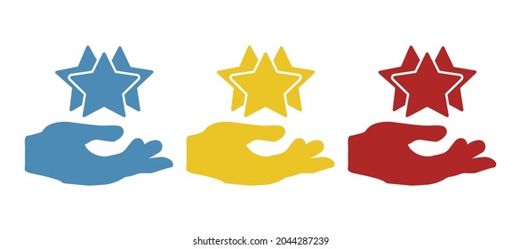 hands holding stars, vector illustration