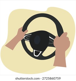 hands holding the steering wheel