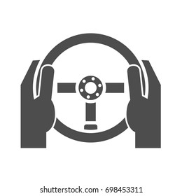 Hands holding steering wheel icon concept