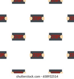 Hands holding stop placard pattern seamless for any design vector illustration