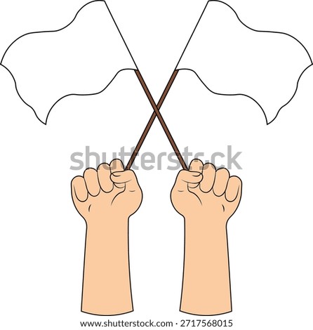 Hands Holding a Surrender Flag.